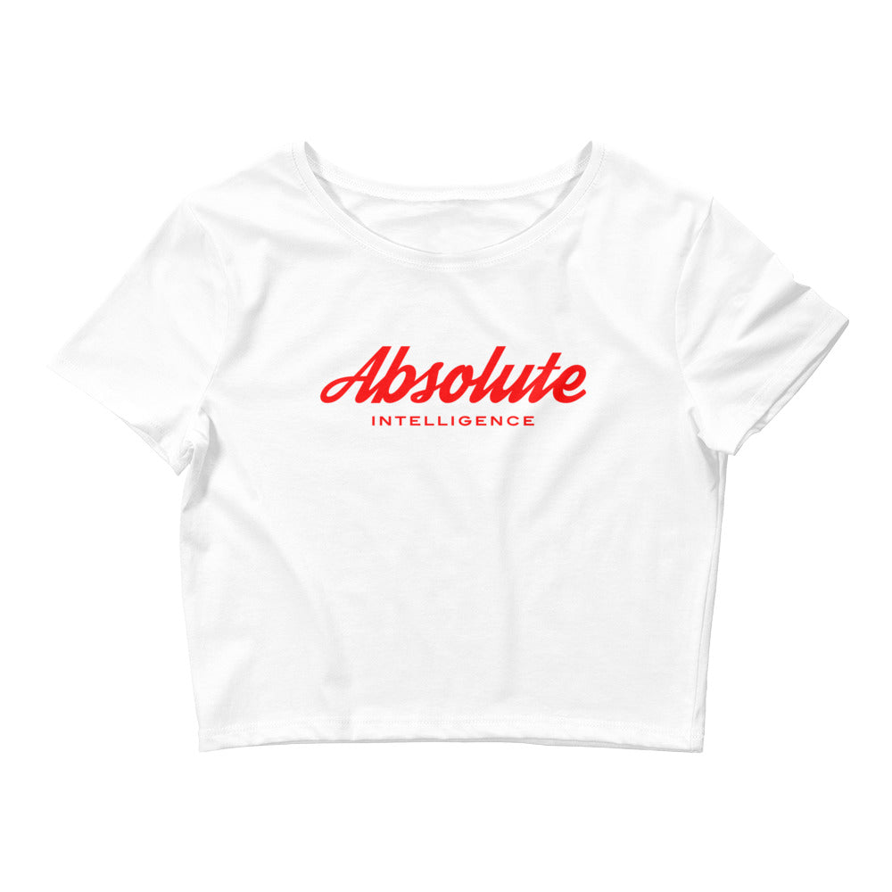 Absolute Intelligence Women’s Crop Tee - White/Red