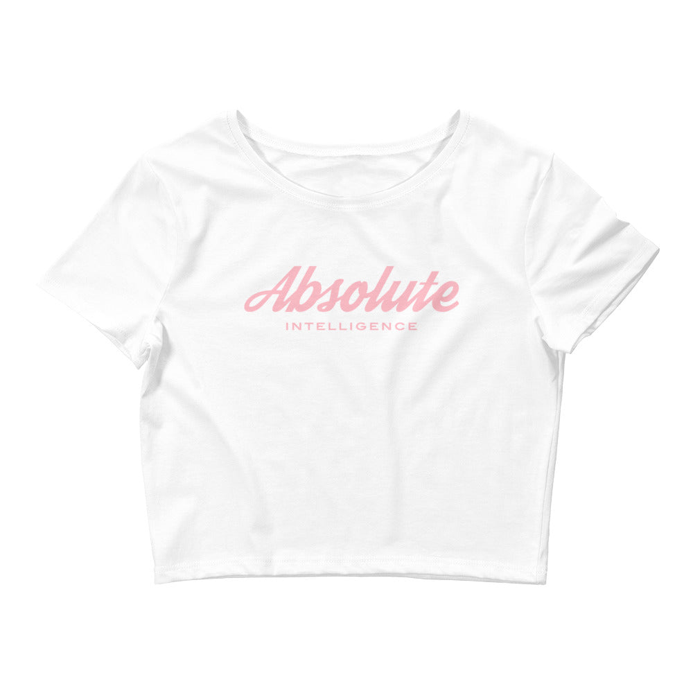 Absolute Intelligence Women’s Crop Tee - White/Light Pink